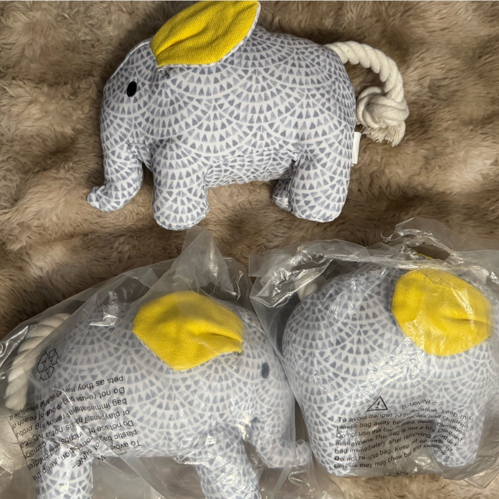 Vibrant Life, Sustainable Textured Plush Elephant  bundle of 3